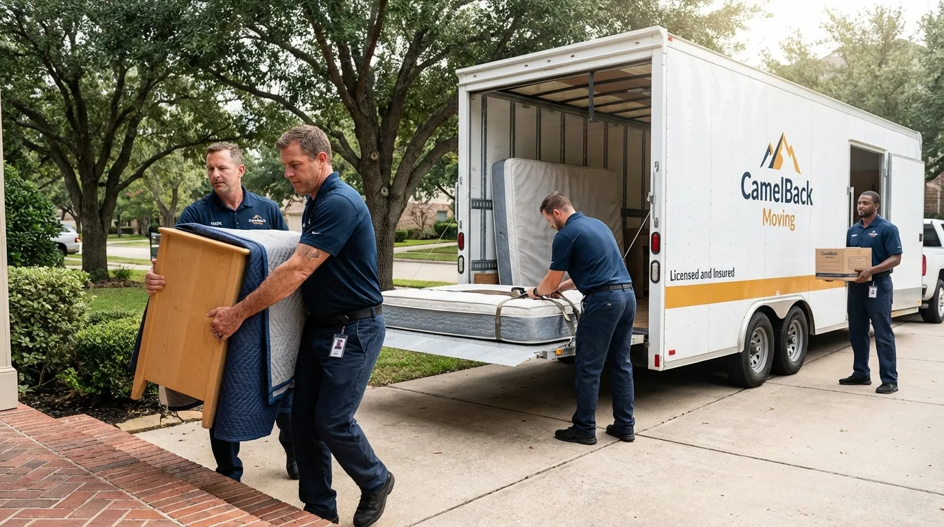 Crew loading residential truck for cross-state move from Taylorsville, NC