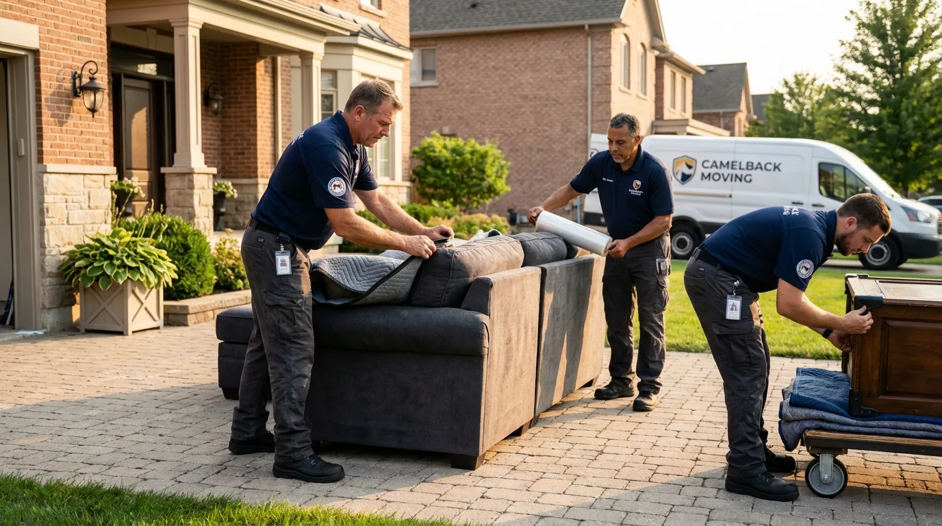 Large estate moving crew wrapping furniture in Taylorsville, NC