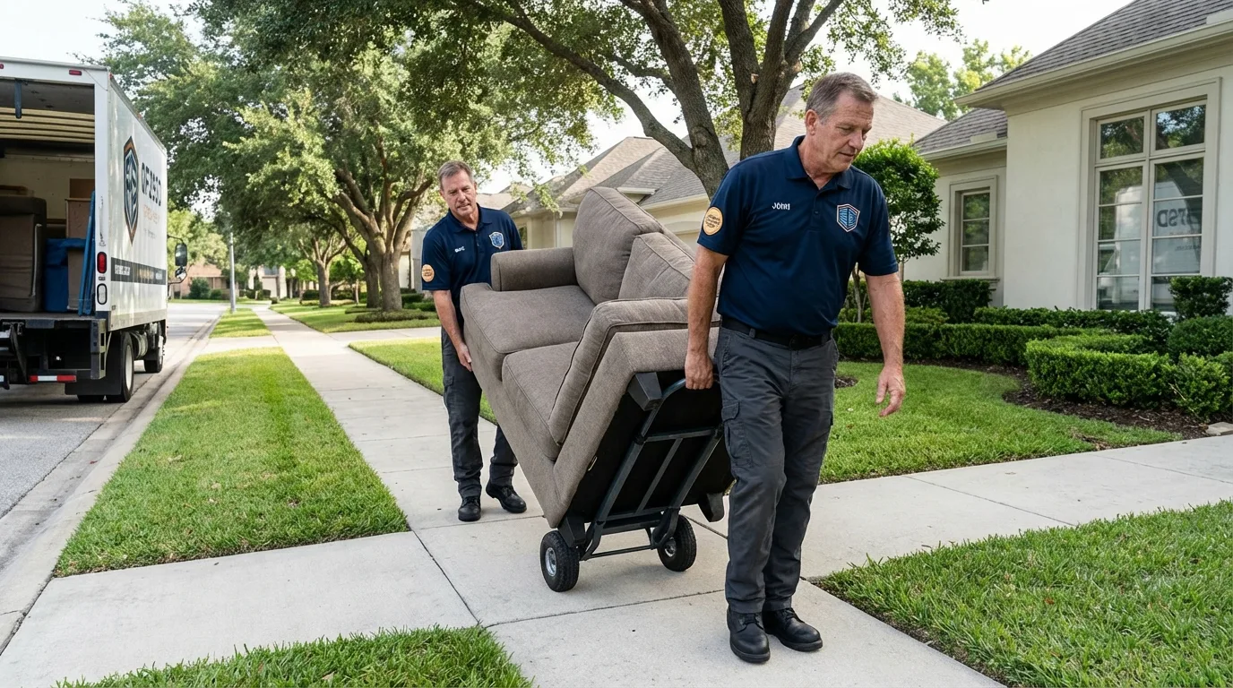 Local residential moving crew loading furniture in Taylorsville, NC