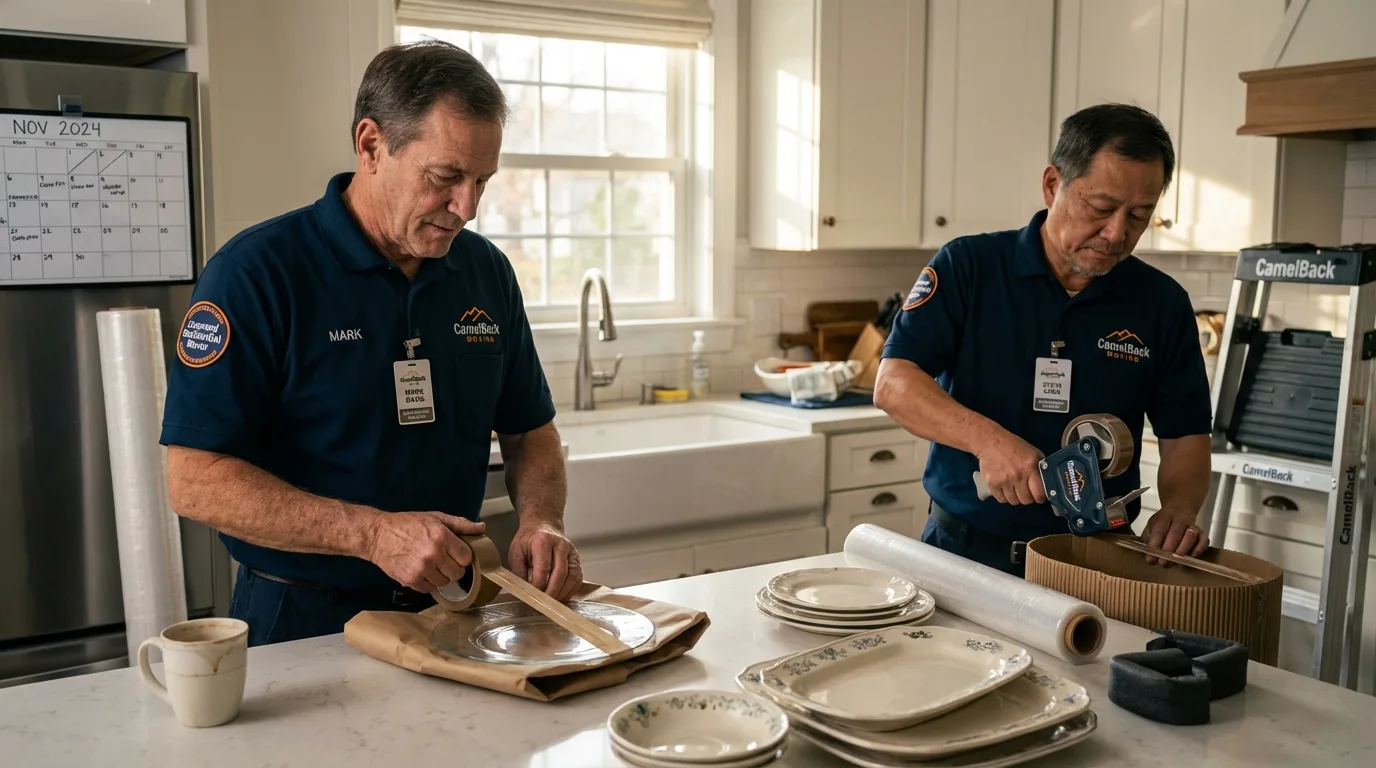 Professional crew packing kitchen dishware in Taylorsville, NC